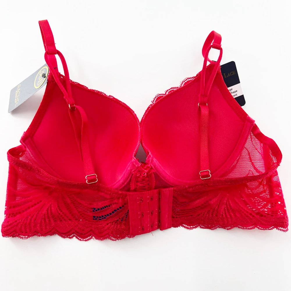 Rachel Roy Longline Lace Bra criss cross front 36B Red NWT - Picture 2 of 10
